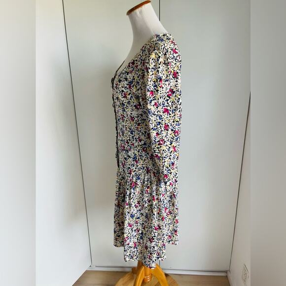 90s Rampage Floral Print Cotton Mini Dress Made USA Multi Colored Summer Spring - Picture 11 of 12